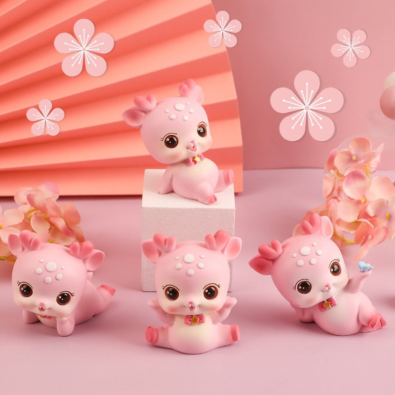 Resin Deer Figurine for Cute Desk, Shelf & Car Decor