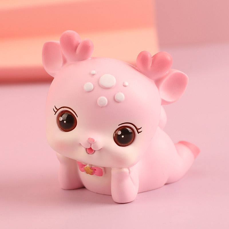 Resin Deer Figurine for Cute Desk, Shelf & Car Decor