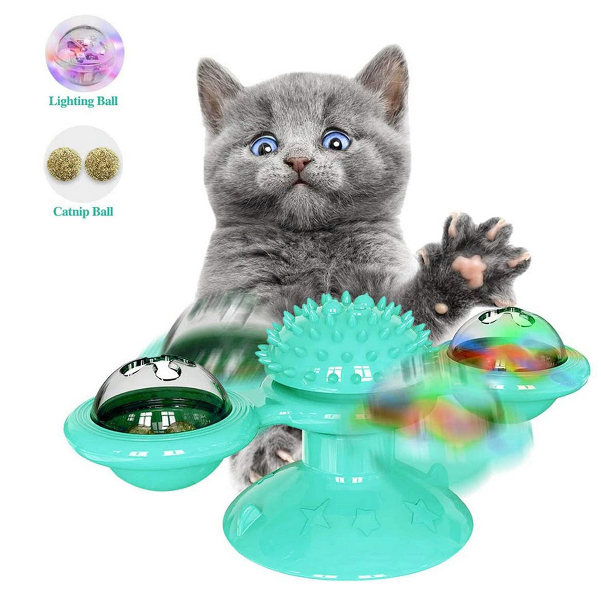 Interactive Cat Toy with Dental Massage, Light & Catnip