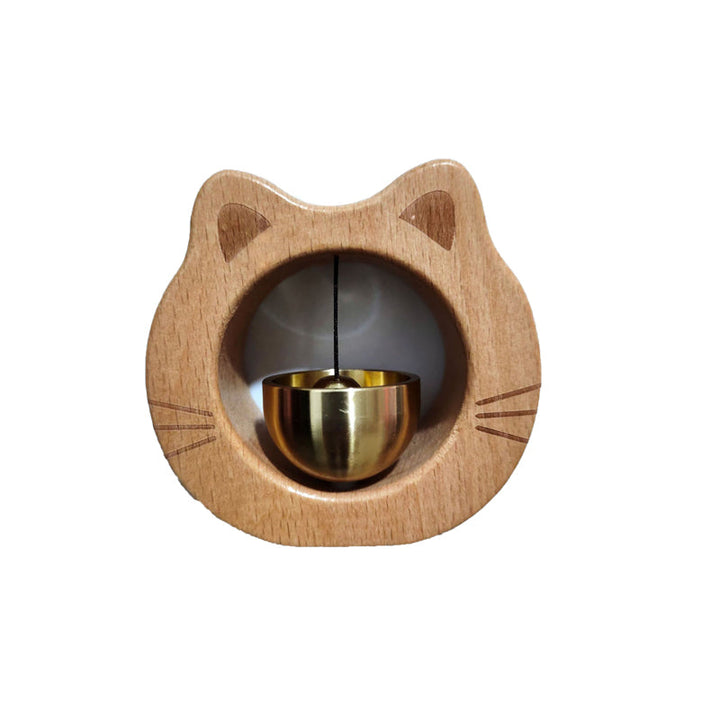 Cat-Shaped Wooden Doorbell for Whimsical Entryways