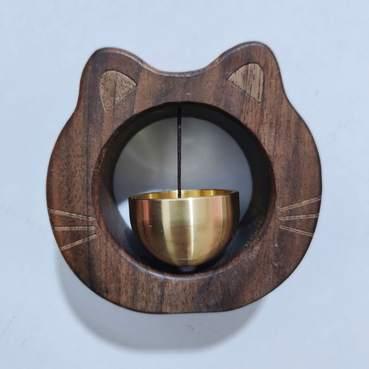Cat-Shaped Wooden Doorbell for Whimsical Entryways
