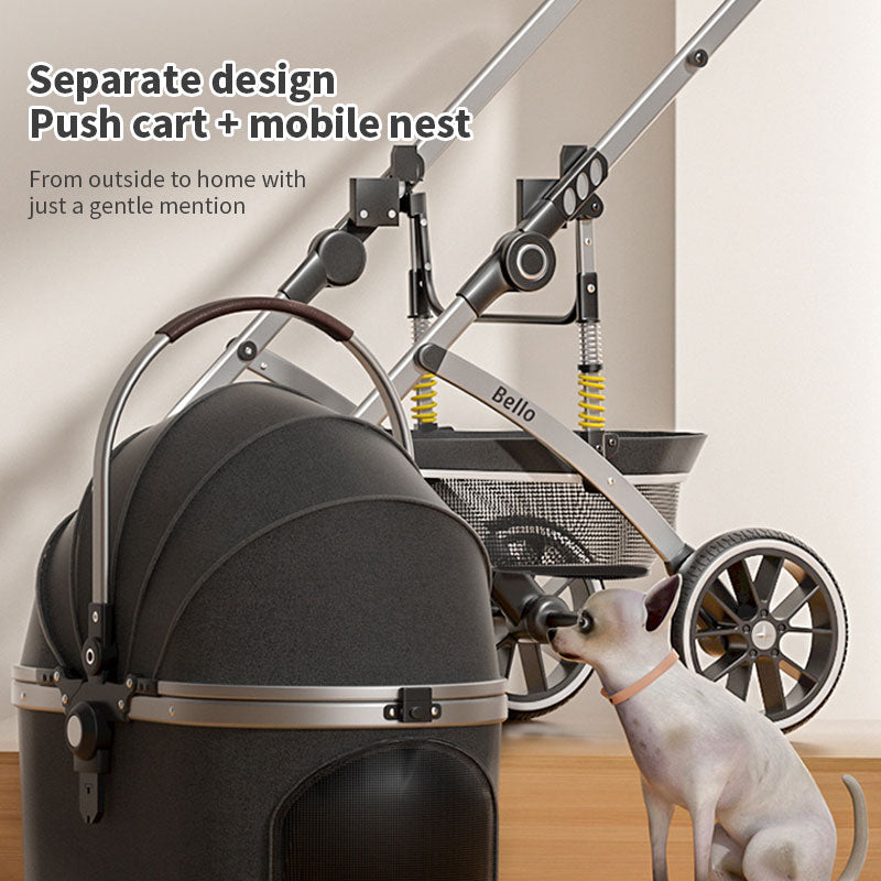 Pet Stroller With Detachable Nest for Easy Travel