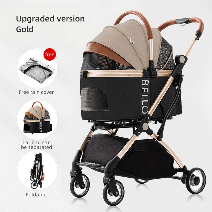 Pet Stroller & Detachable Carrier for Easier Travel