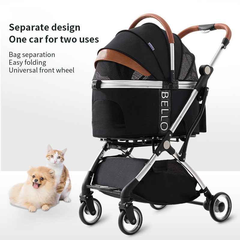 Pet Stroller & Detachable Carrier for Easier Travel