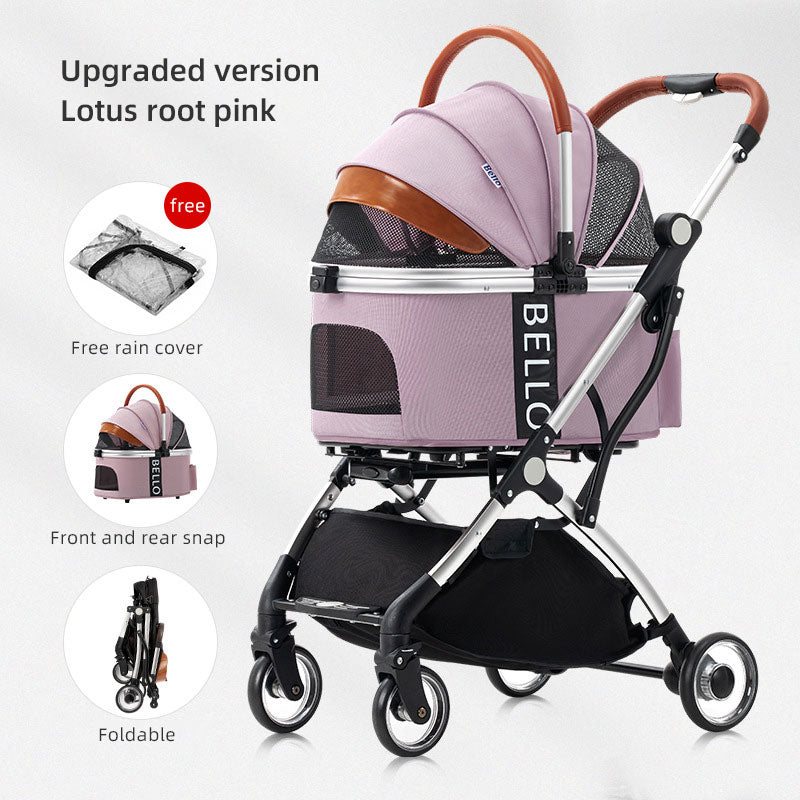 Pet Stroller & Detachable Carrier for Easier Travel