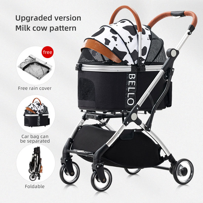 Pet Stroller & Detachable Carrier for Easier Travel
