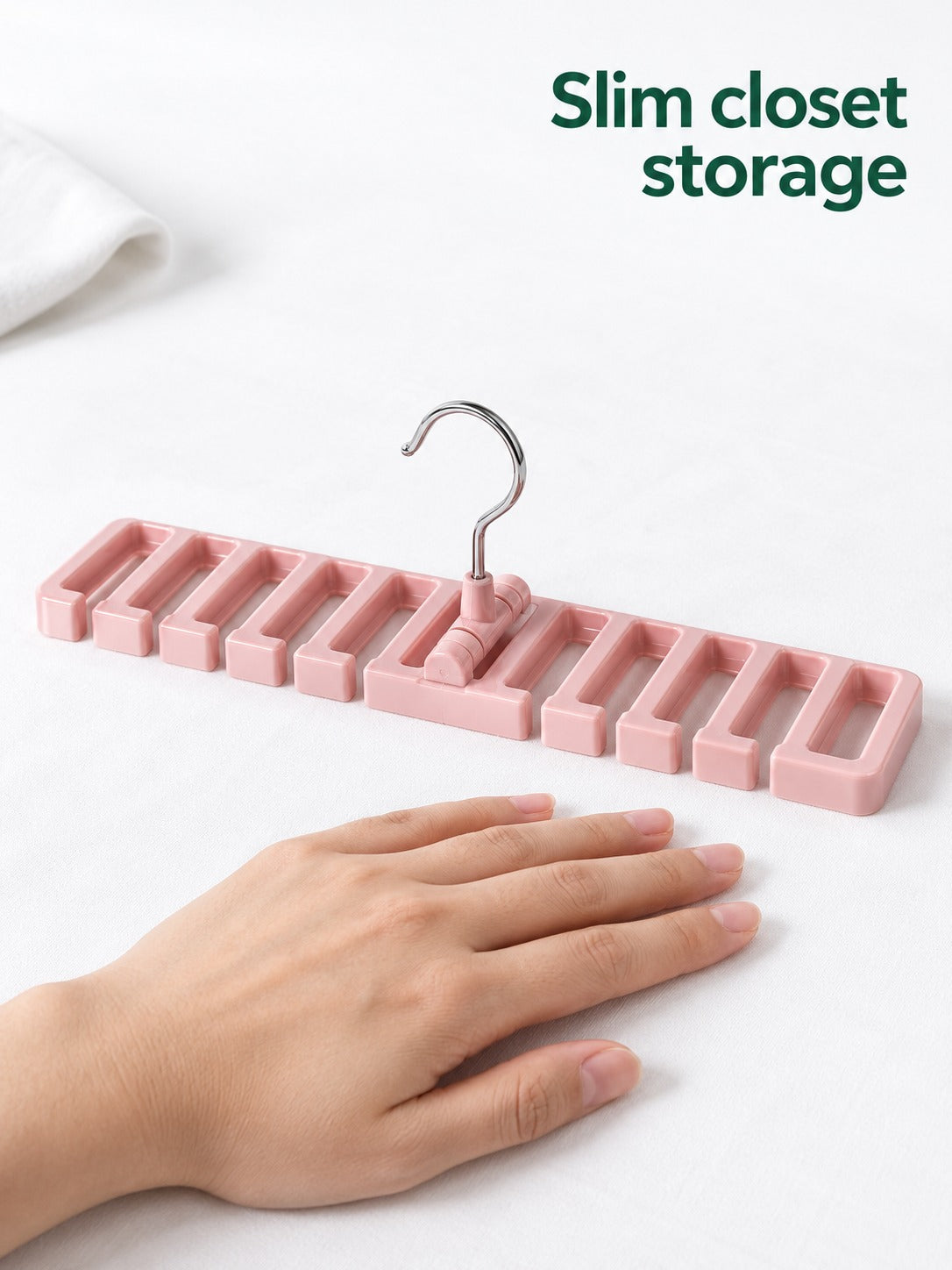 Belt and Tie Rack for Closet Rod, Holds 12 Pieces