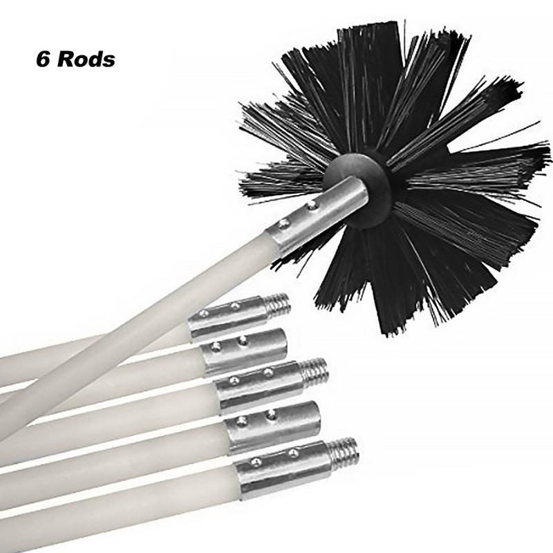 Flexible Dryer Vent & Chimney Brush Kit, 6 Rods