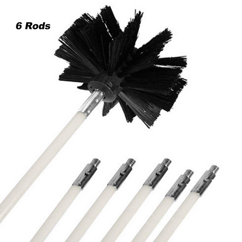 Flexible Dryer Vent & Chimney Brush Kit, 6 Rods