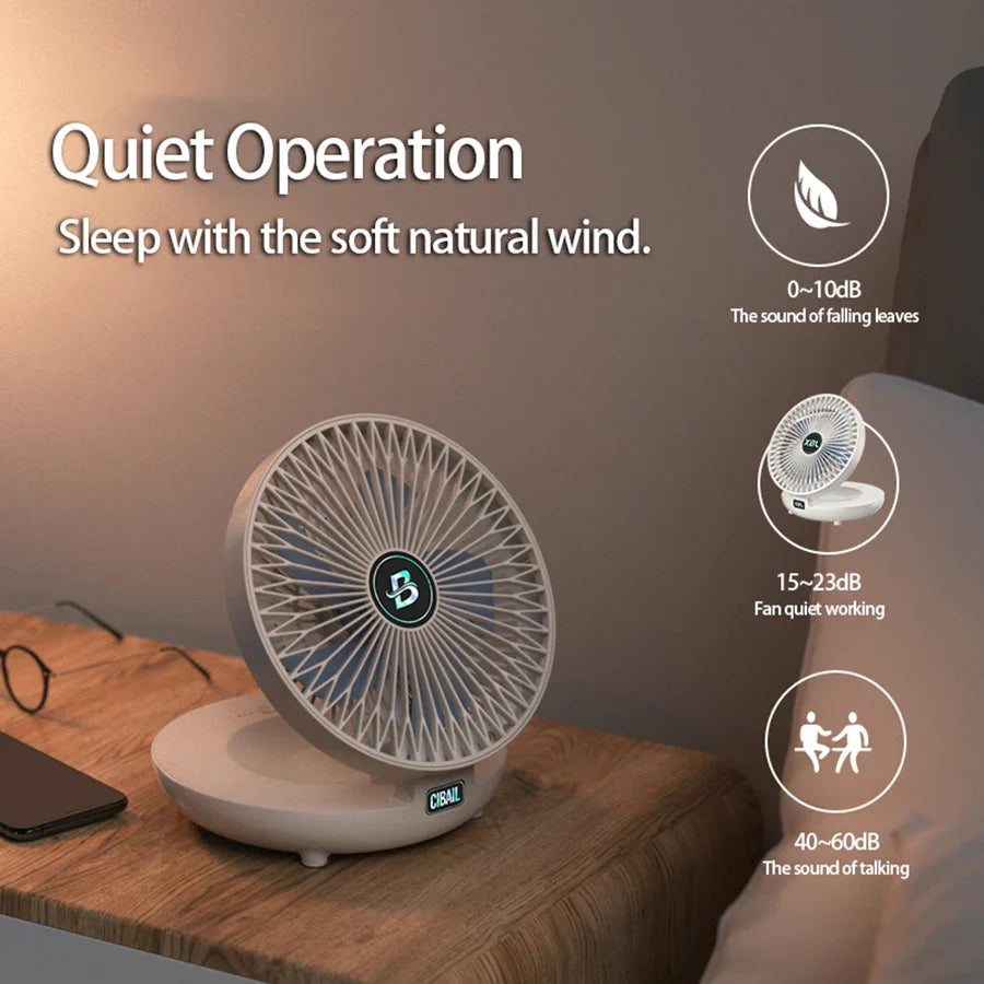 Folding Desktop Fan: Cordless Wall-Mount Cooling