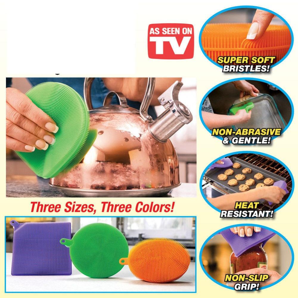 Silicone Kitchen Scrubbers 3-Pack: Gentle on Nonstick