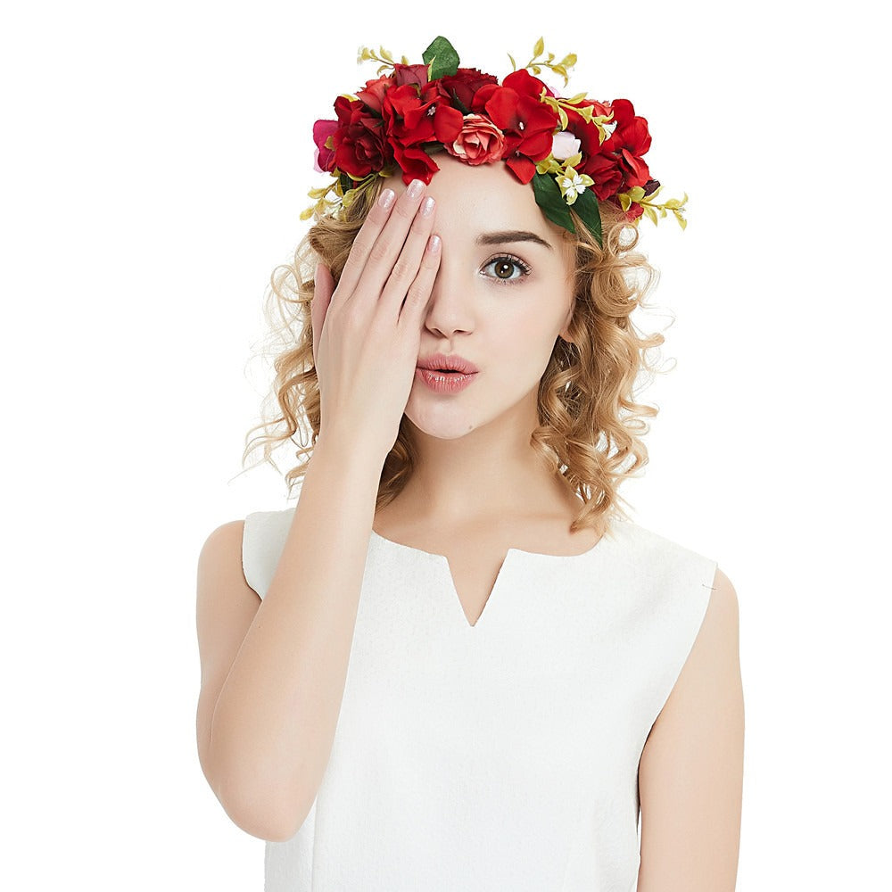 Boho Rose Flower Crown Headband for Bridal & Festival