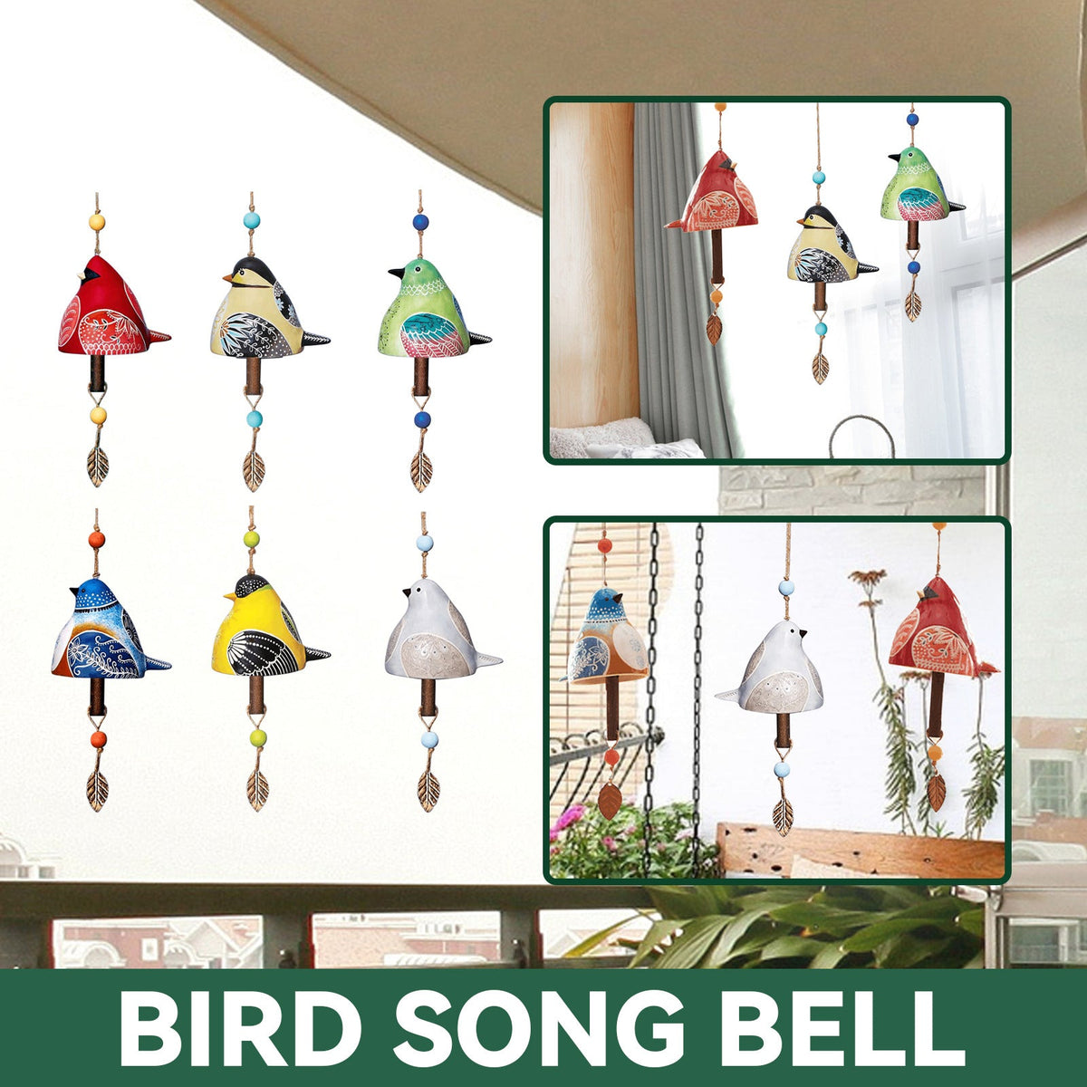 Bird Song Wind Chime for Colorful Garden & Window Decor