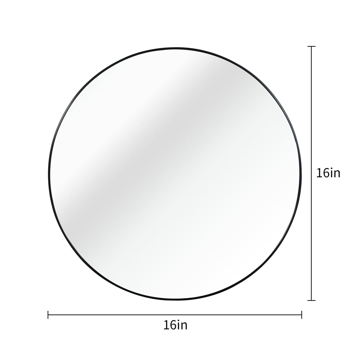 Round Bathroom Mirror 16 Inch, Modern Black Metal Frame