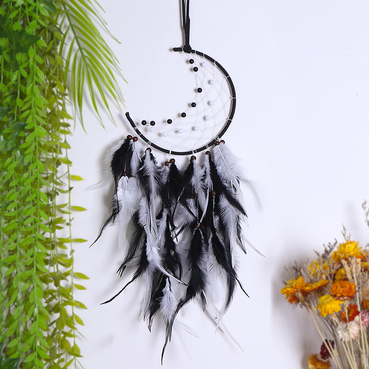 Moon Dream Catcher Wall Hanging for Boho Bedroom Decor