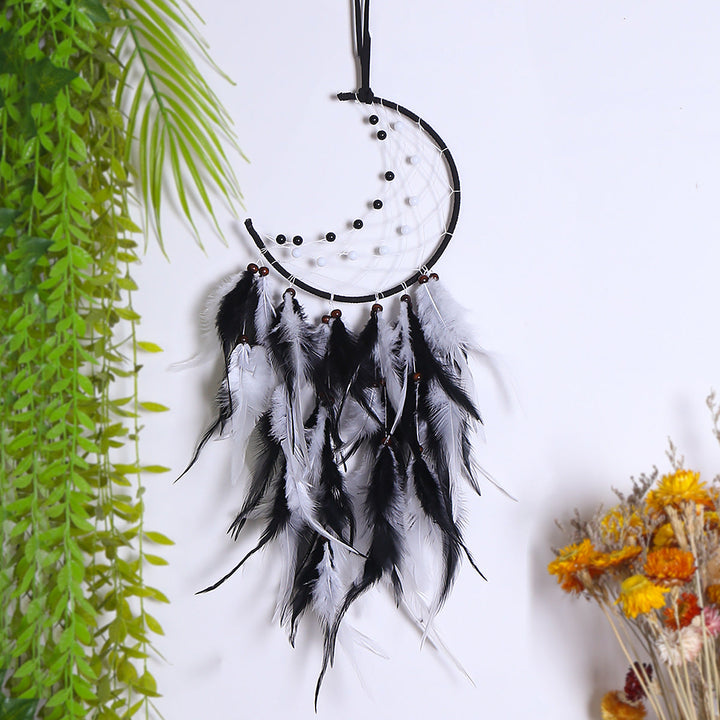 Moon Dream Catcher Wall Hanging for Boho Bedroom Decor