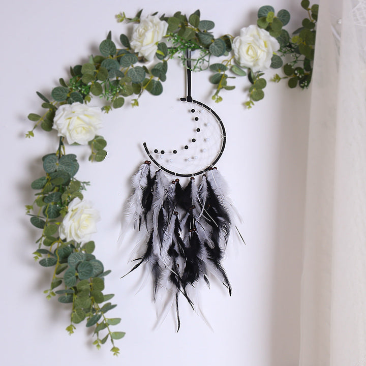 Moon Dream Catcher Wall Hanging for Boho Bedroom Decor