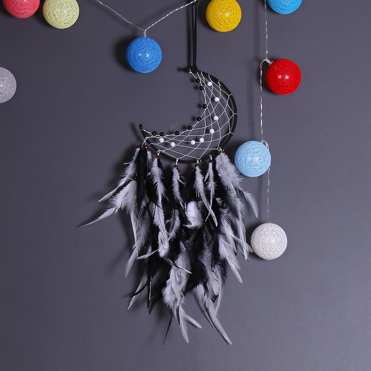 Moon Dream Catcher Wall Hanging for Boho Bedroom Decor