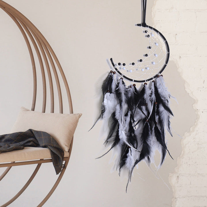 Moon Dream Catcher Wall Hanging for Boho Bedroom Decor