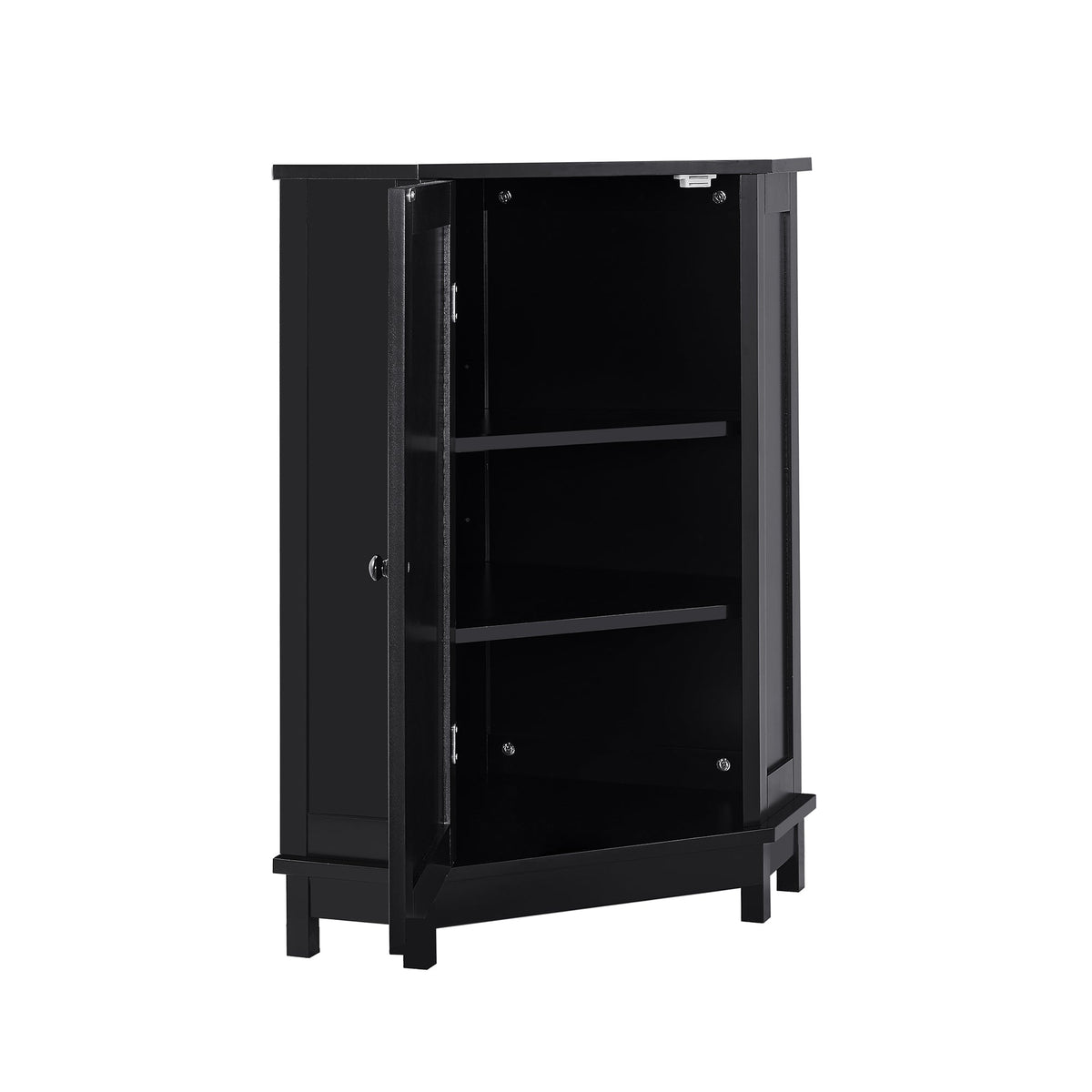 Black Corner Bathroom Cabinet with Adjustable Shelf