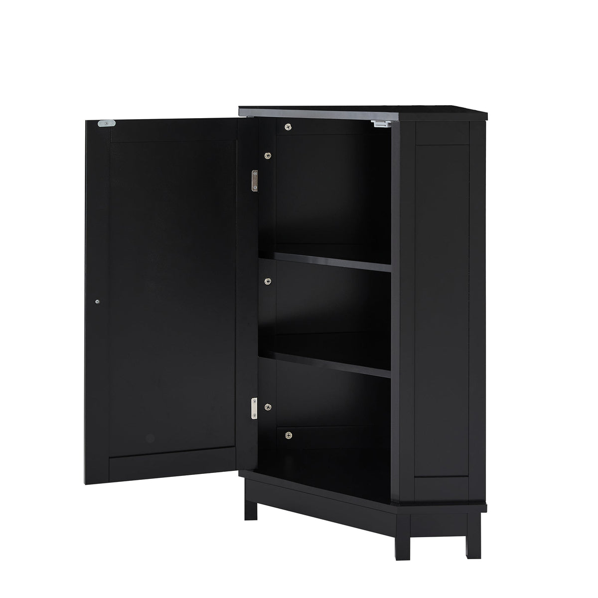 Black Corner Bathroom Cabinet with Adjustable Shelf