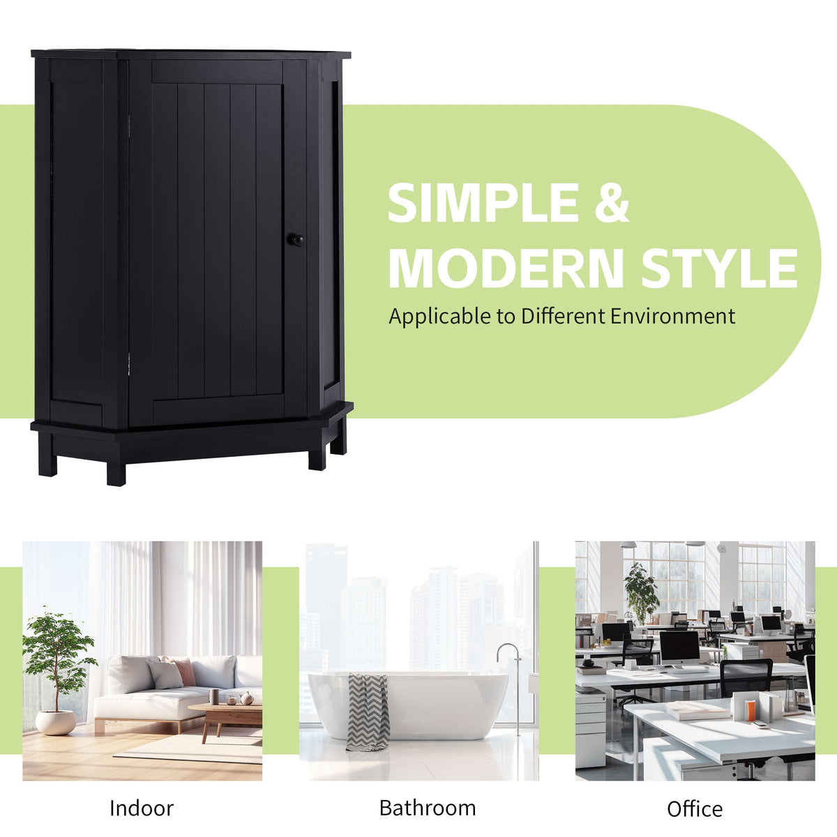 Black Corner Bathroom Cabinet with Adjustable Shelf