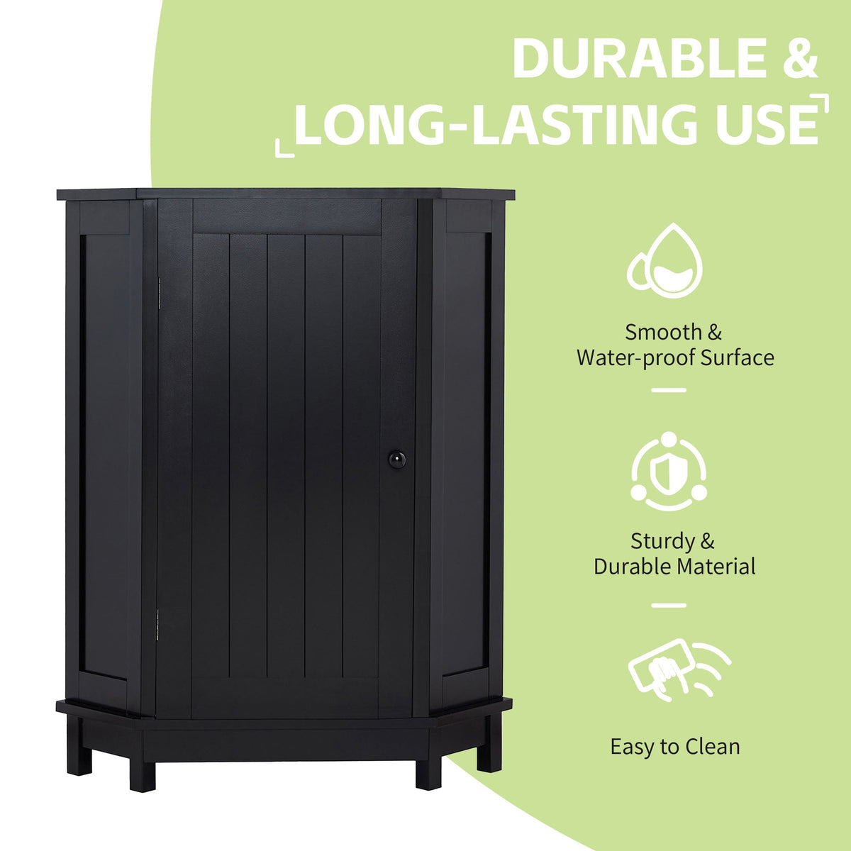 Black Corner Bathroom Cabinet with Adjustable Shelf