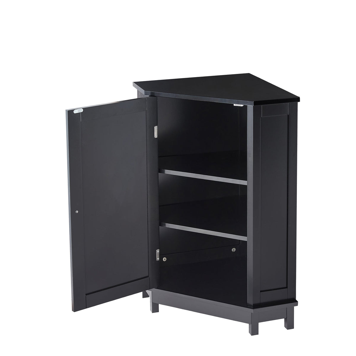 Black Corner Bathroom Cabinet with Adjustable Shelf