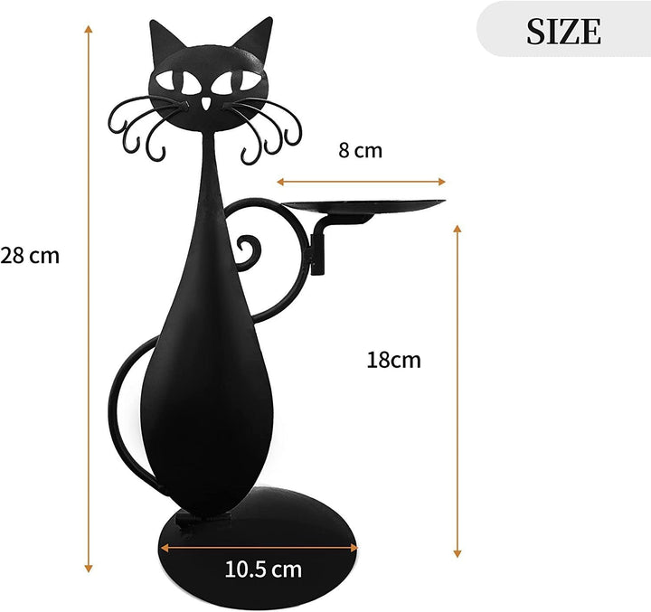 Black Cat Candle Holder for Cozy Farmhouse Table Decor