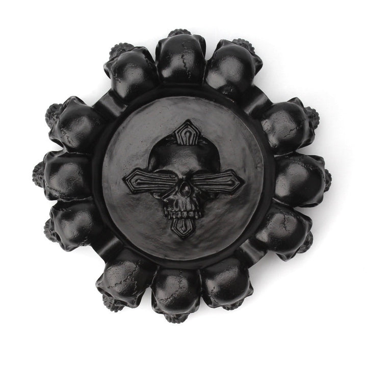 Black Skull Ashtray With Gothic Multi-Headed Design