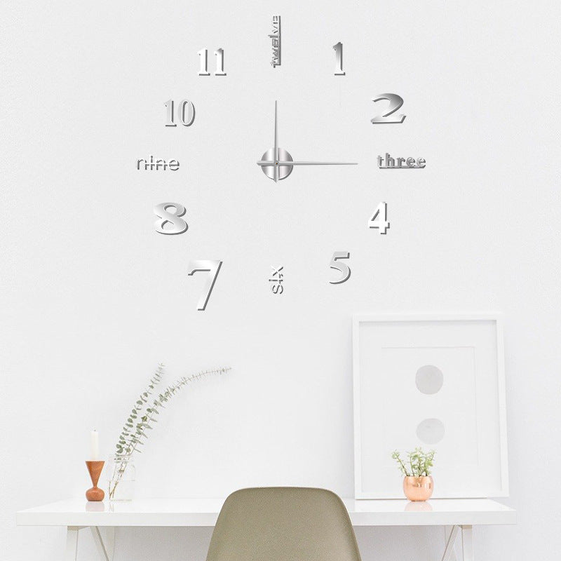 Frameless 3D Wall Clock - Oversized DIY Statement Piece