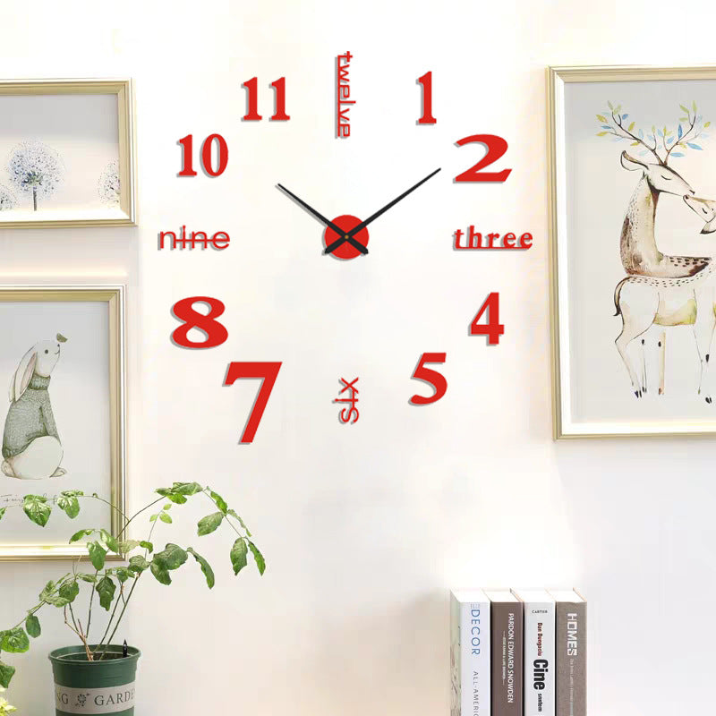 Frameless 3D Wall Clock - Oversized DIY Statement Piece