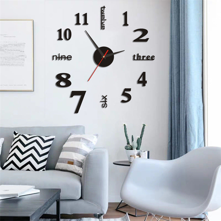 Frameless 3D Wall Clock - Oversized DIY Statement Piece