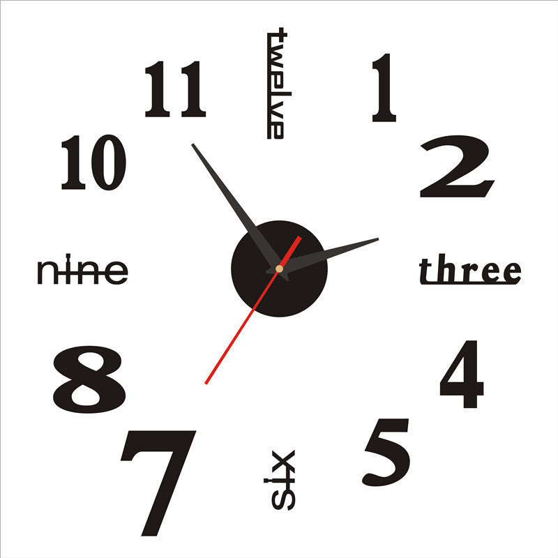 Frameless 3D Wall Clock - Oversized DIY Statement Piece