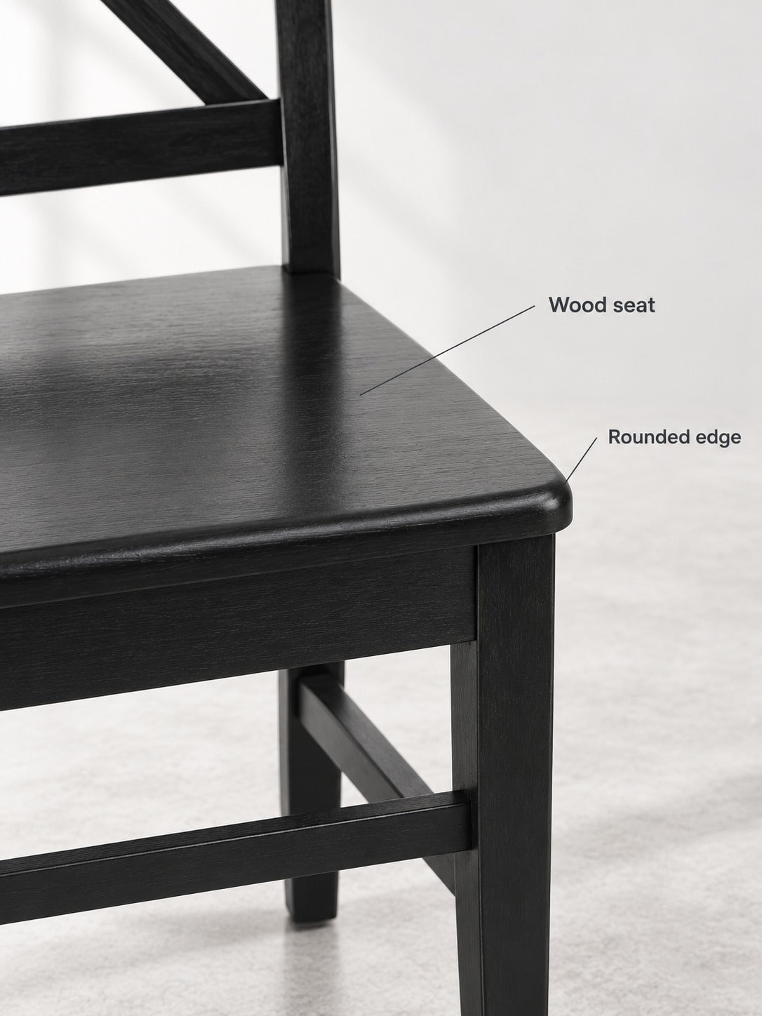 Farmhouse Black Acacia Wood Dining Chairs with X-Back