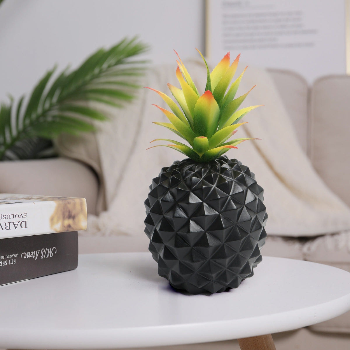 Black Pineapple Plant Decor for Low-Light Office Desks