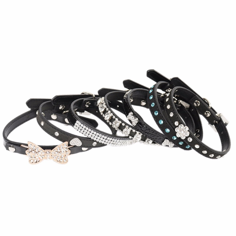 Small Cat Breakaway Collar Set With Rhinestone Style