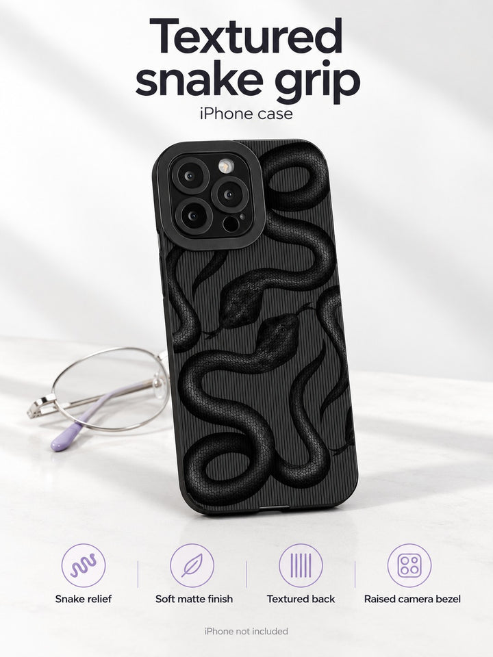 Black Textured iPhone Case with Soft Matte Snake Grip