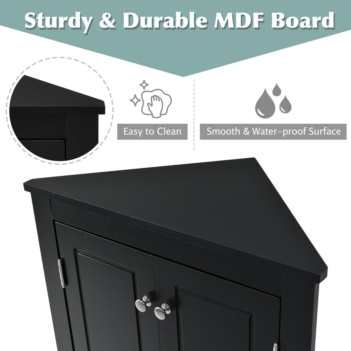 Corner Bathroom Storage Cabinet with Adjustable Shelves