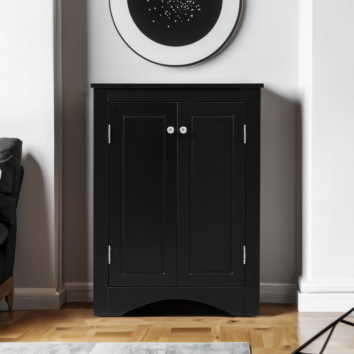 Corner Bathroom Storage Cabinet with Adjustable Shelves