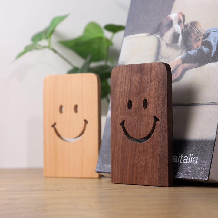 Black Walnut Wood Bookend - Solid Wood Bookstand Duo