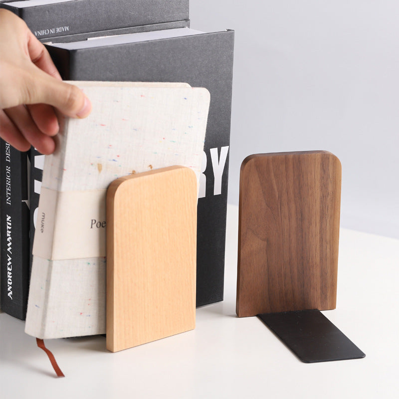 Black Walnut Wood Bookend - Solid Wood Bookstand Duo
