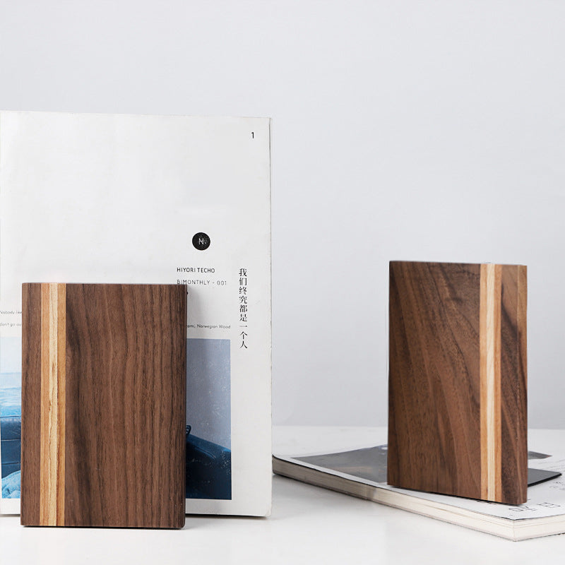 Black Walnut Wood Bookend - Solid Wood Bookstand Duo