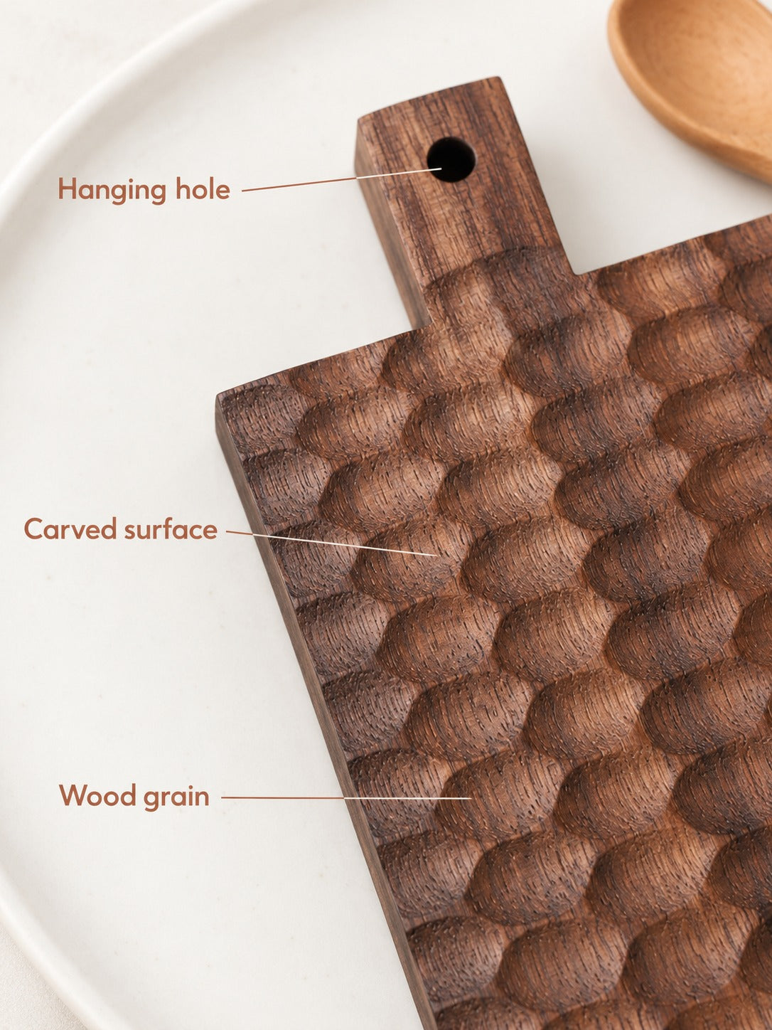 Handmade Black Walnut Coaster with Honeycomb Carving