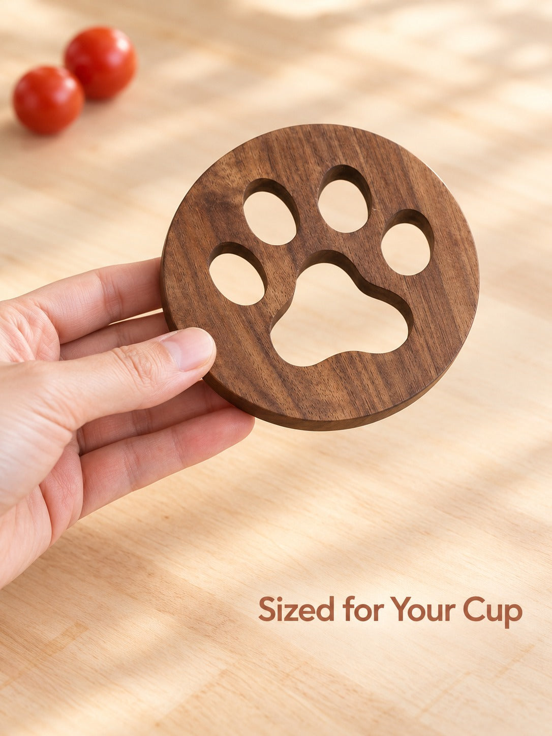Black Walnut Tea Coaster Solid Wood Paw Print Cup Mat