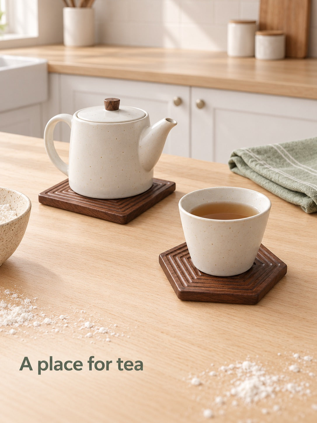 Black Walnut Tea Coaster, Solid Wood Heat-Proof Pad