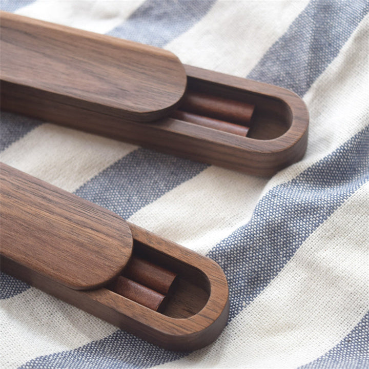 Black Walnut Chopsticks Set with Wooden Travel Case