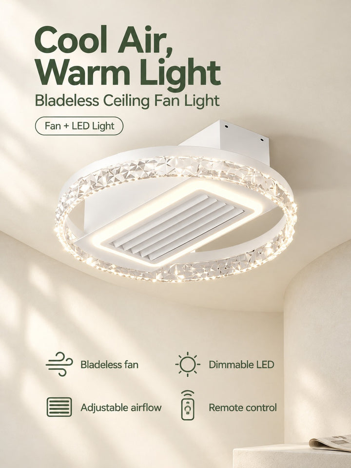 Bladeless Ceiling Fan Light with Dimmable LED Remote