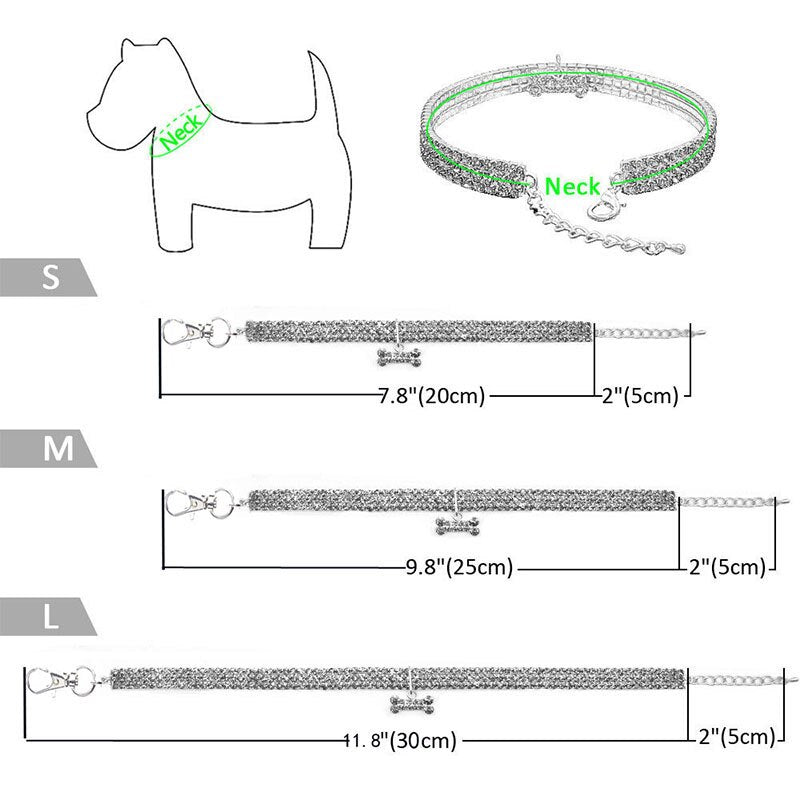 Rhinestone Pet Collar with Bone Charm for Small Pets