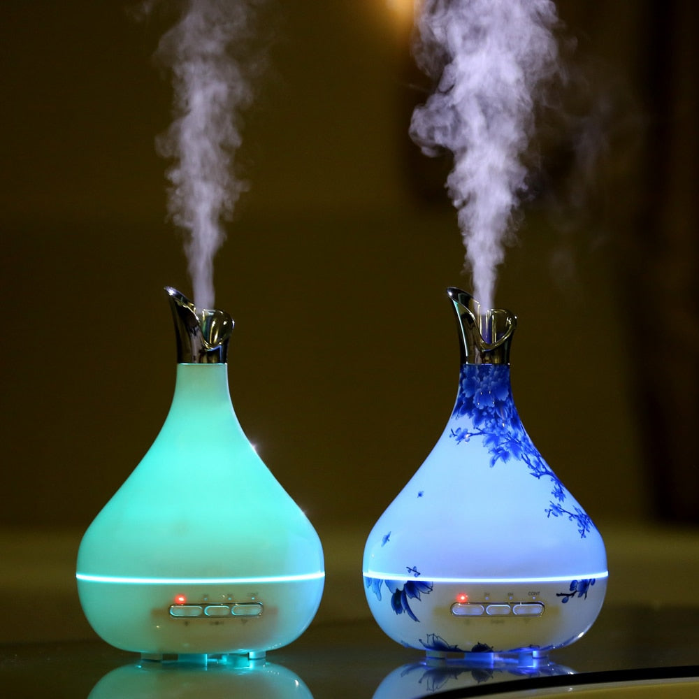 Blue Porcelain-Look Essential Oil Diffuser With Mist